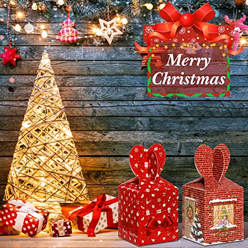 24 Pack Christmas Gift Boxes 3D Christmas Goody Treat Boxes Xmas Cardboard Cookie Packaging Box House Santa Snowman Gable Box for Xmas Party Favor and Gift Wrapping – Image 5
