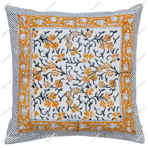 Housse de coussin ethnique en coton 40x40 cm imprimée main