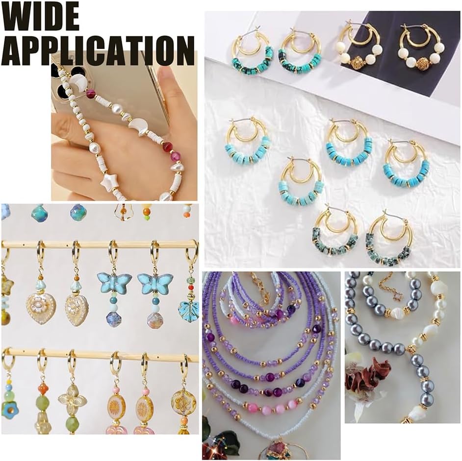 PH PandaHall 80pcs 18K Gold Plated Beads 8 Styles Flat Round Spacer Beads Brass Bead Spacers Column Rondelle Spacer Bead for Bracelet Necklace Beading Jewelry Making DIY Craft - Image 6