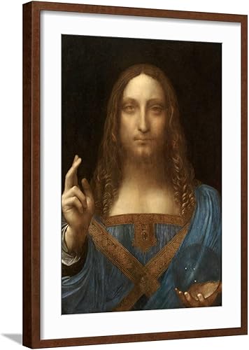 ART.COM Impresión artística de Salvator Mundi sobre marco marrón por Leonardo Da Vinci, 21 x 29 pulgadas
