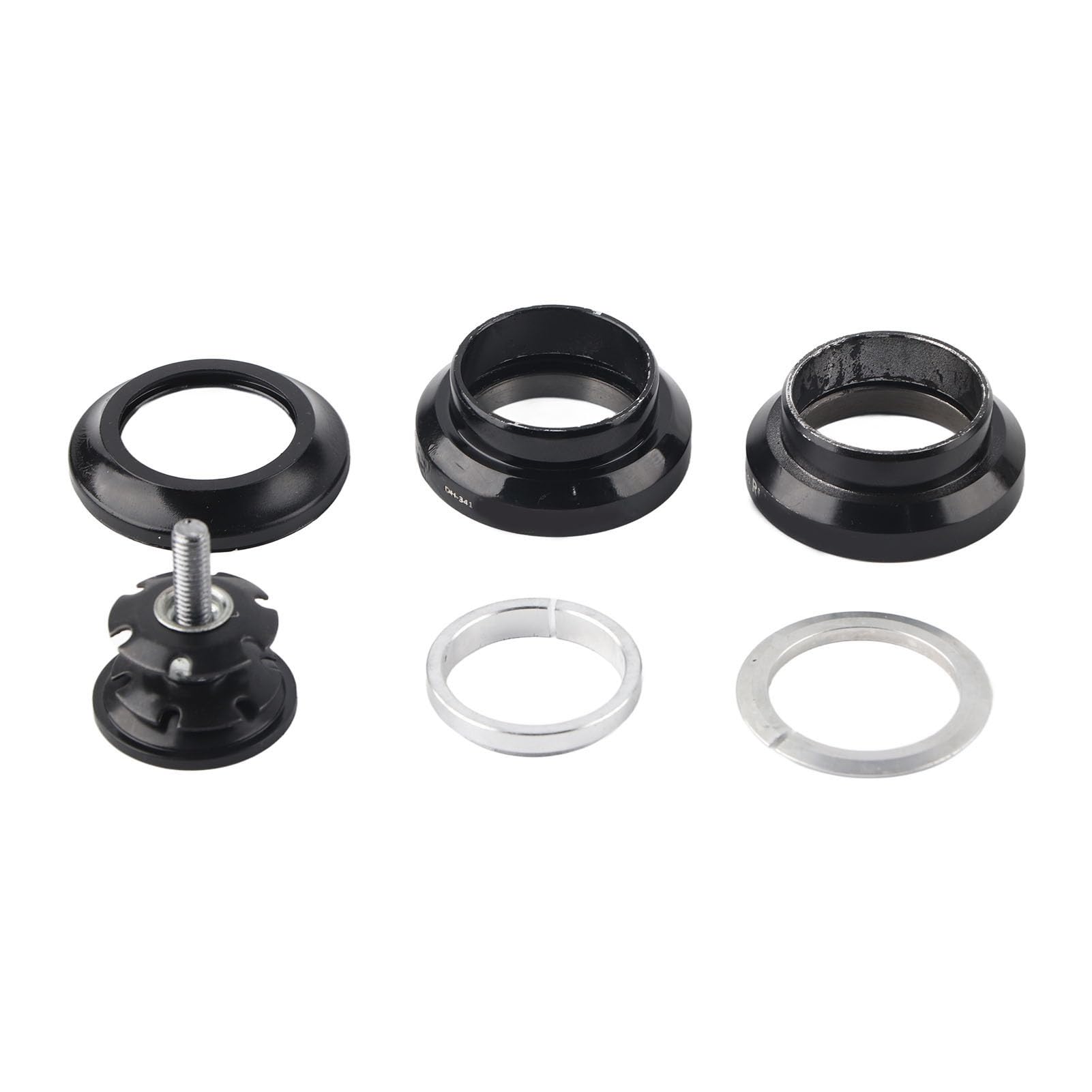 Ejoyous Steuersatz Fahrrad 1 1/8", Lenkkopflager Rennrad Gewinde Lagersatz Aluminiumlegierung CNC Fahrradgabelkopf Retro Steuerkopf, für 28,6 mm Gerade Gabelschaft (BLACK)