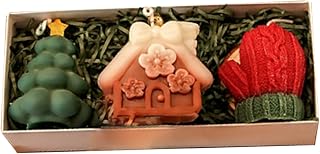 Christmas Three-Piece Scented Candle Gift Set,Handmade Christmas Aromatherapy Candle Gift Set, Handmade Tree Shaped Candle, Xmas Decorations, Gifts for Women Men (Style A)