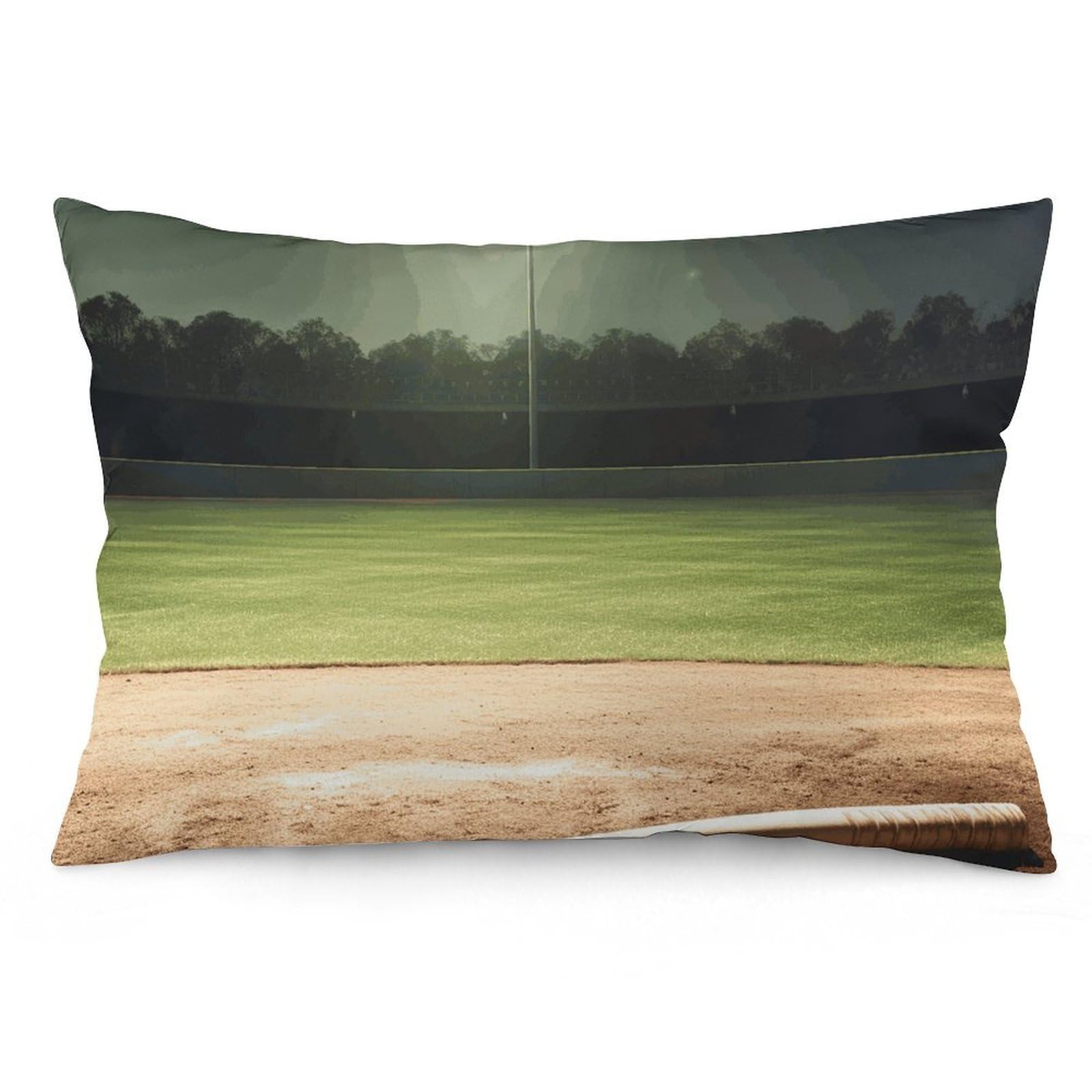 2 Pack Pillow Cases for Hair and Skin, Soft Breathable Pillow Case Covers with Hidden Zipper, Baseball Sports Field Pillowcase 12 "x20 Pillow Covers for Sleeping Gift