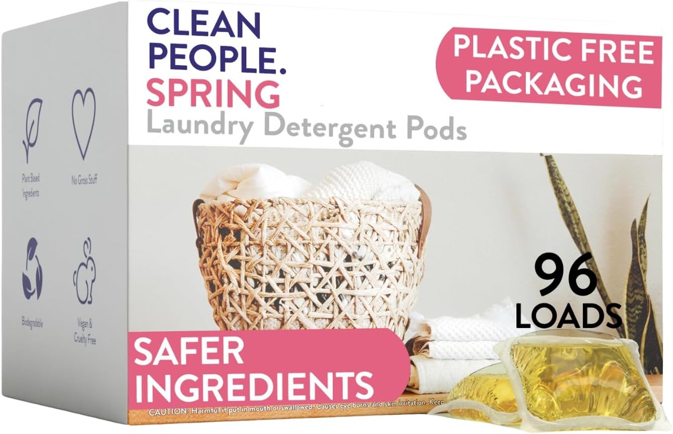 Laundry Detergent Pods - Hypoallergenic Laundry Pods - Ultra Concentrated, Recyclable Packaging, Stain Fighting - Spring Scent, 96 Pack