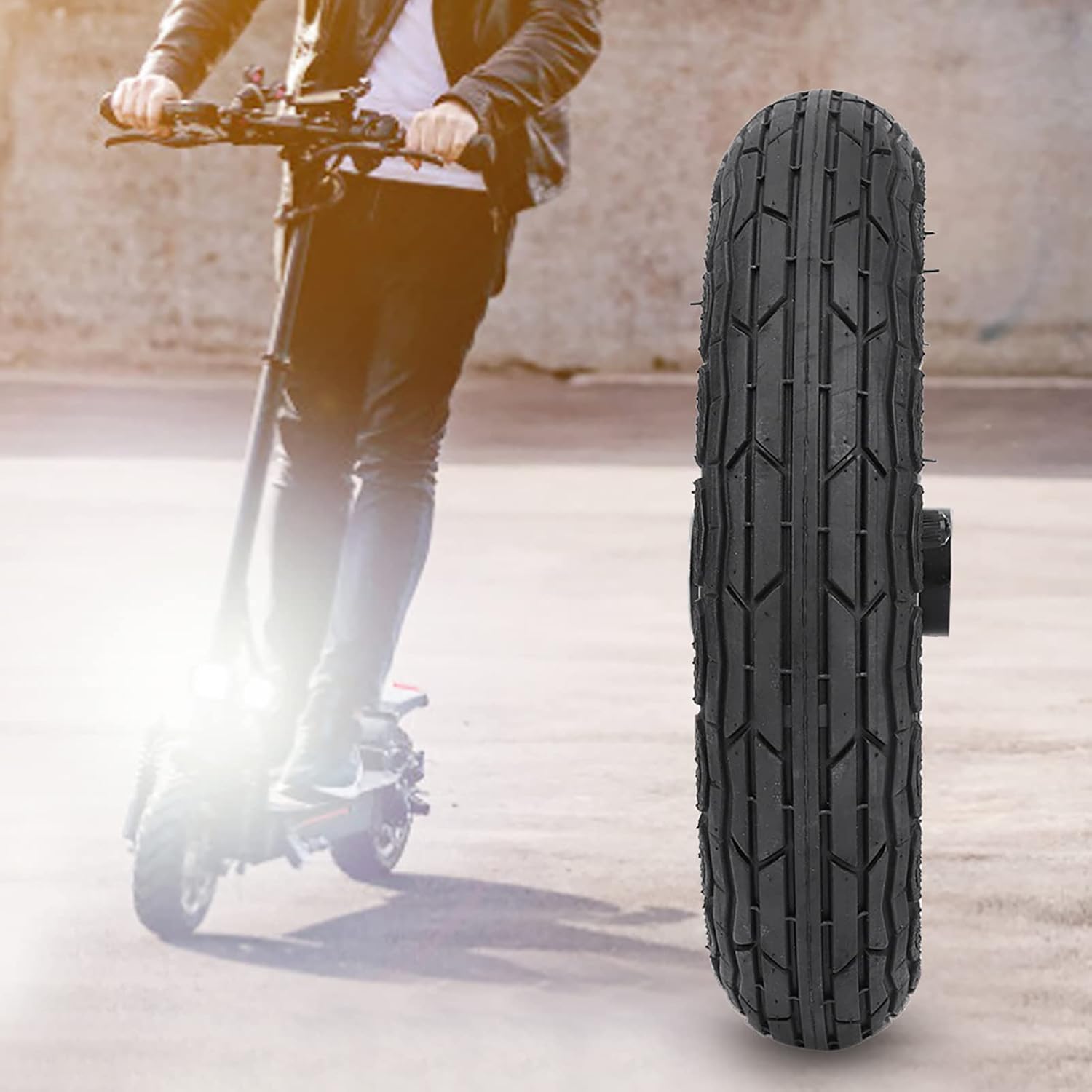Wheel Scooter Wheel 10 Inch Rubber Inflatable Electric Scooter Tire Aluminium Alloy Front Wheel Hub Symmetric Figure Tyre Without Gas