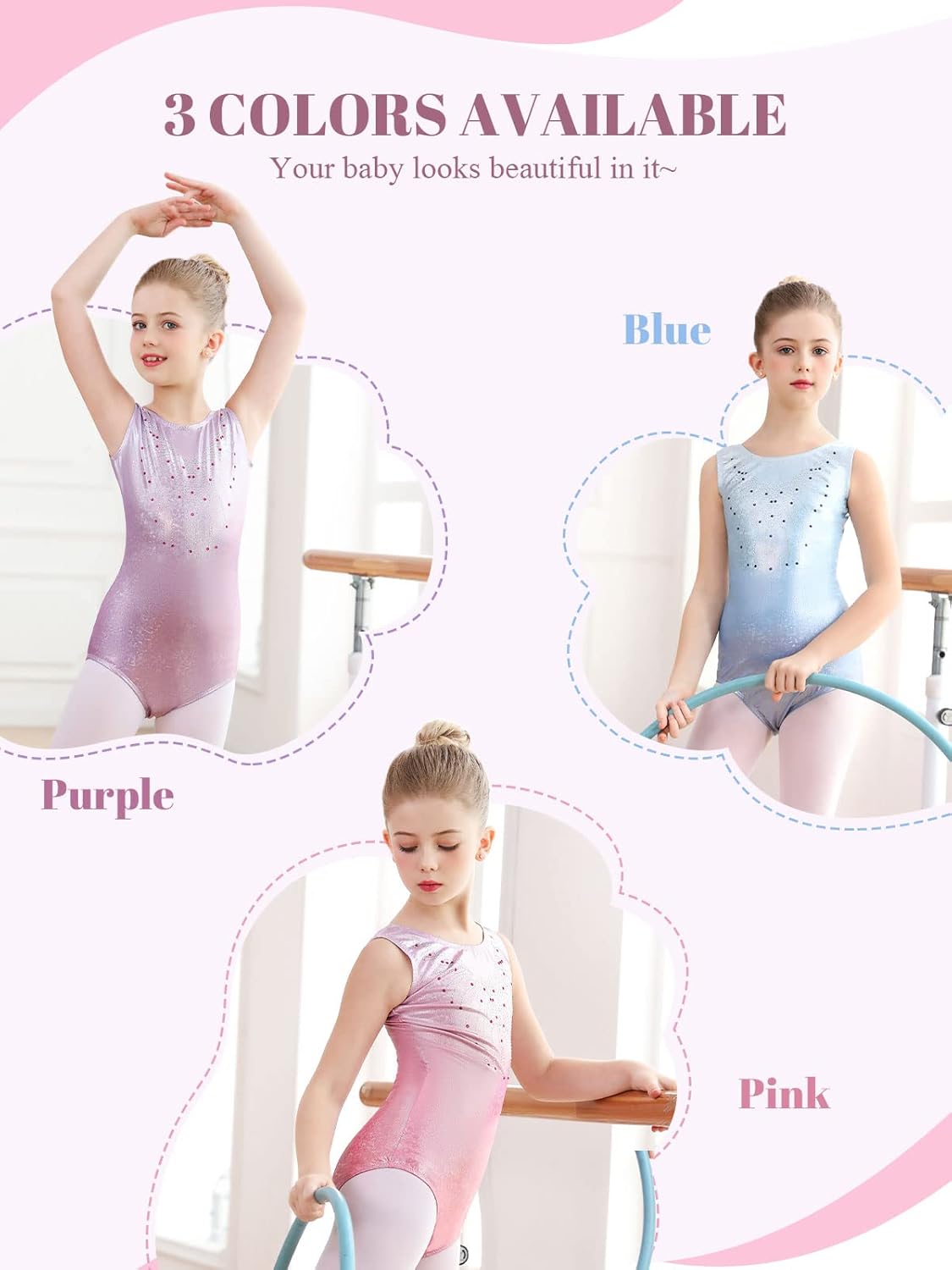 Body Ginnastica Bambina Monbessi - Scintillante, Collo Rotondo, Taglie 5-12 Anni - Foto 5