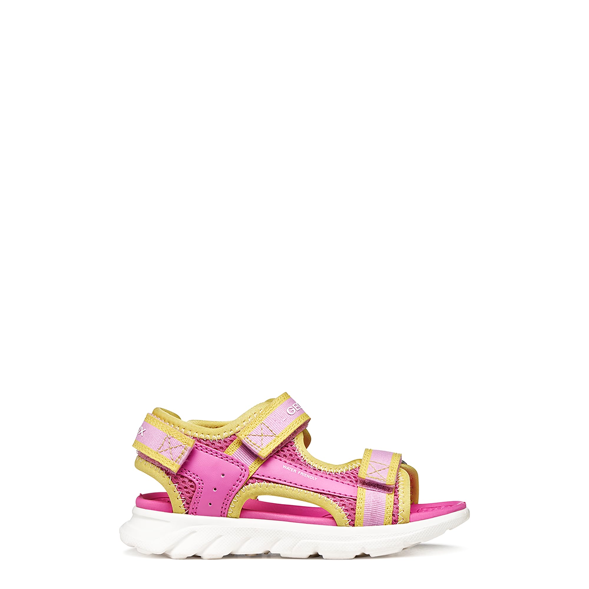Geox J AIRADYUM GI Sandal, Fuchsia/Yellow, 34 EU