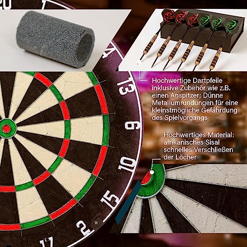 Dartscheibe Set Sportisfaction für Steeldart mit 6 Darts