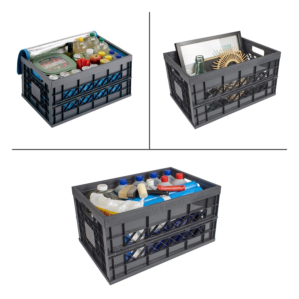 Sunware Square Cassetta Pieghevole in Plastica Heavy‑Duty 45L – 53x35.4x28.4cm – Cassetta Plastica Pieghevole – Folding Crate