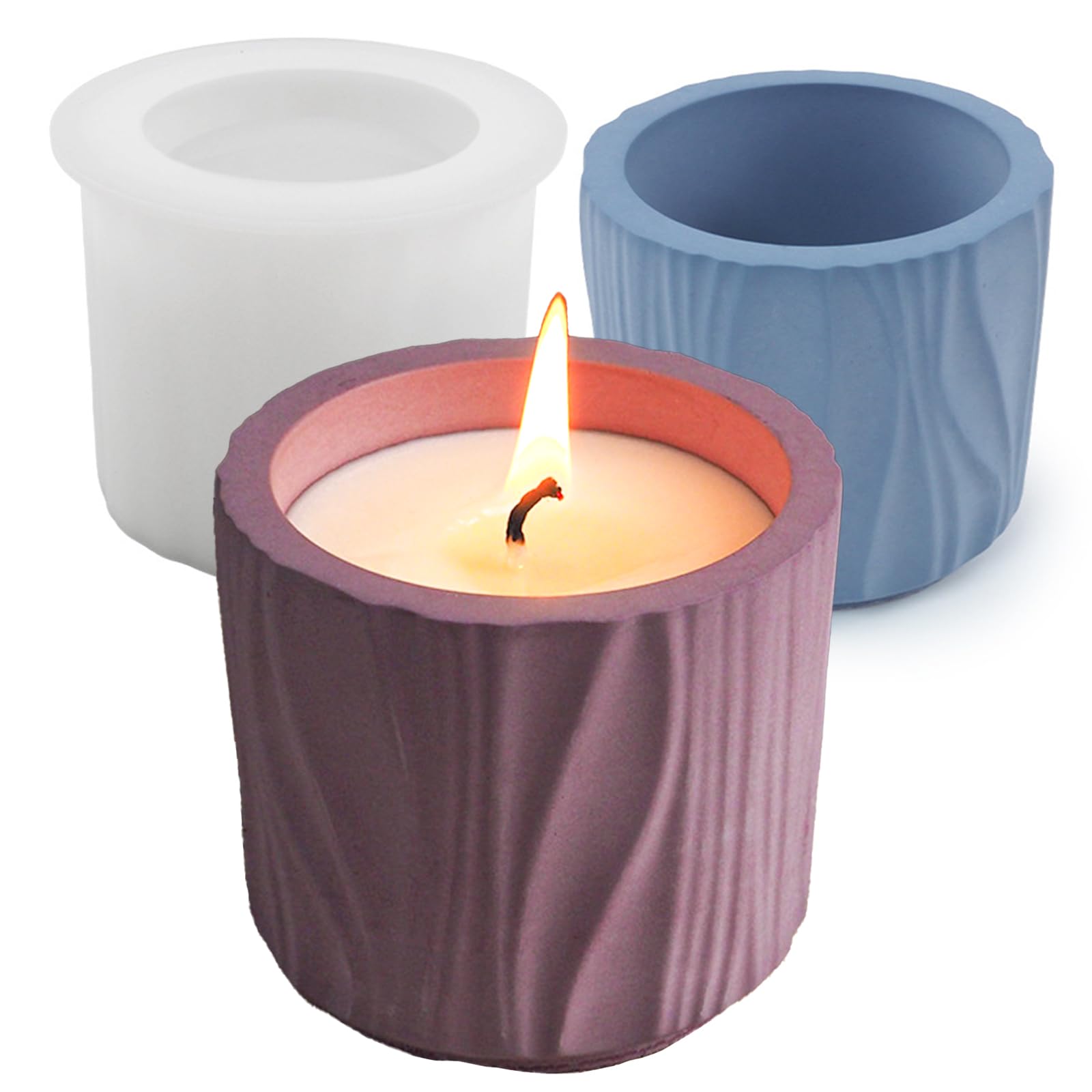 Wehous Resin Jar Mold, Wave Texture Candle Holder Silicone Molds for Epoxy Resin, Unique Storage Container Candle Vessels Jewelry Trinket Holder Plant Pot Concrete Cement Mold DIY Craft Home Decor