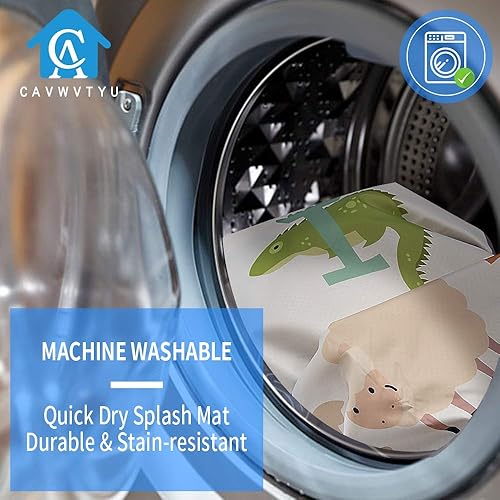 Miniatura 7 de Alfombrilla para silla alta de 51 pulgadas para el destete del bebé para comer salpicaduras para debajo de la trona antideslizante impermeable