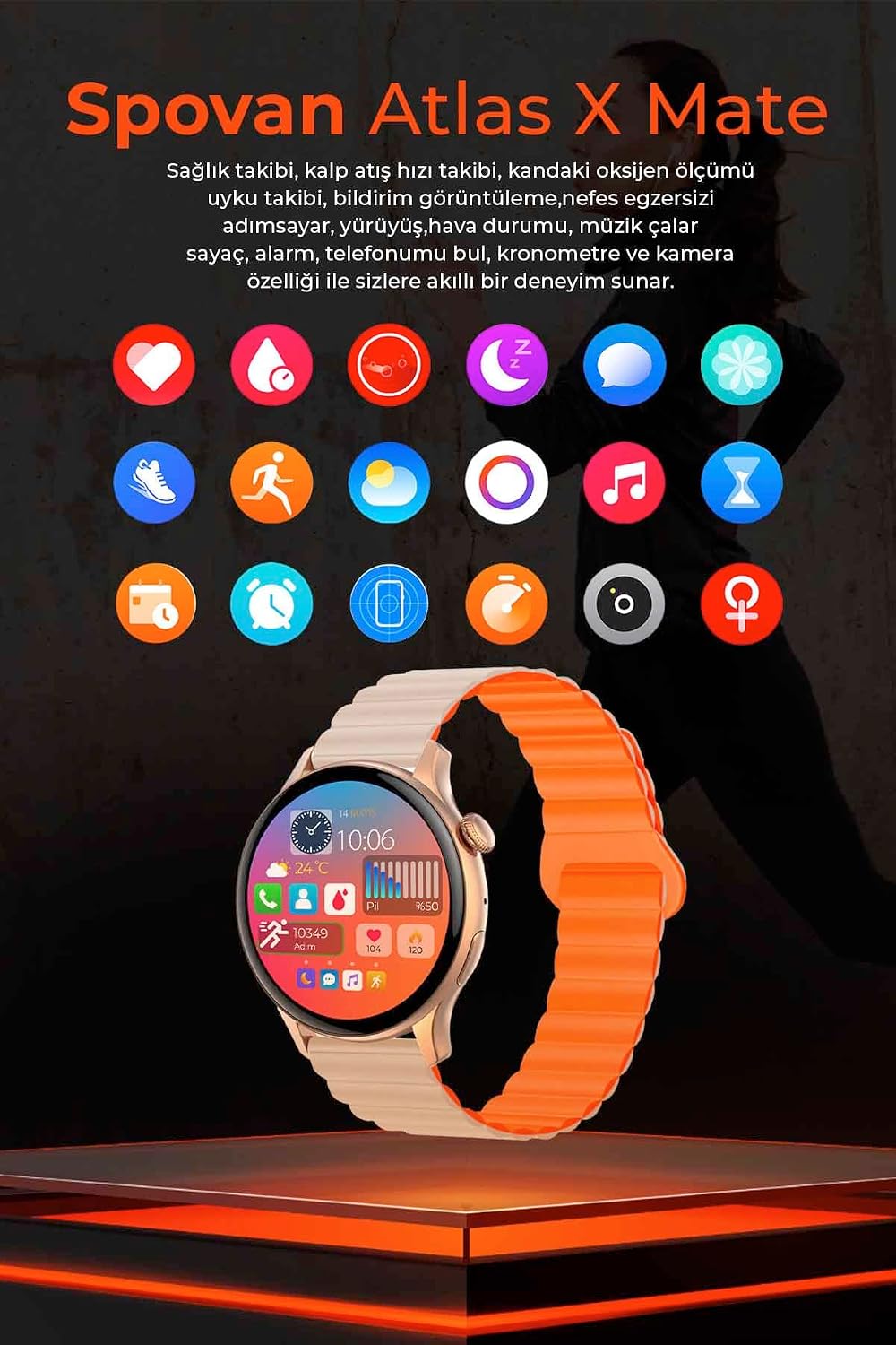 Spovan AtlasX Mate Smartwatch displaying a numeric dial pad for making calls.