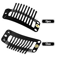 Vista 5 de WILLBOND 30 pinzas de extensión de cabello de 1.260 in y 9 dientes, pinzas de presión, peine pequeño, accesorios de peluca para mujer, bricolaje