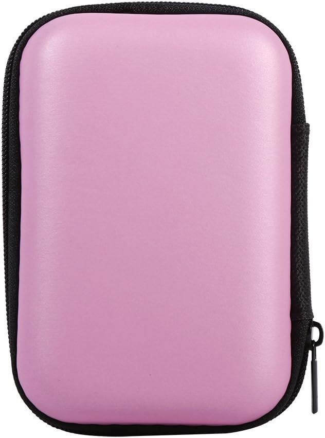 Qiilu Digital Storage Bag & Earphone Case - Portable Storage for USB Cables,Data Cords,Electronic Accessories - Available in 5 Vibrant Colors (Pink)