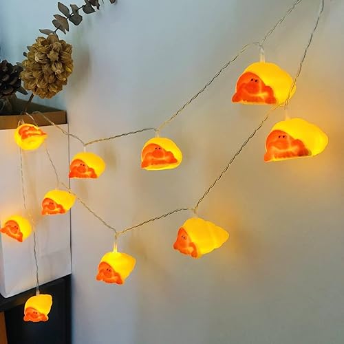 Guirnalda de luces de cangrejo ermitaño de 5.4 pies, 10 luces LED de hadas de cangrejo de Navidad, funciona con pilas para decoración del hogar,