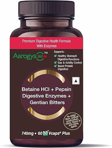 Enzimas digestivas SS, betaína HCl, Pepsina, amargo de genciana, 60 cápsulas.