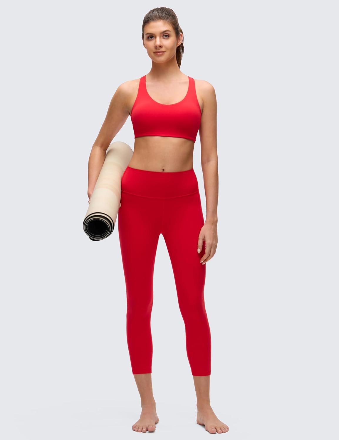 CRZ YOGA Butterluxe Strappy Sports Bras for Women - Padded V Neck Wireless Criss Cross Back Yoga Top - Image 5