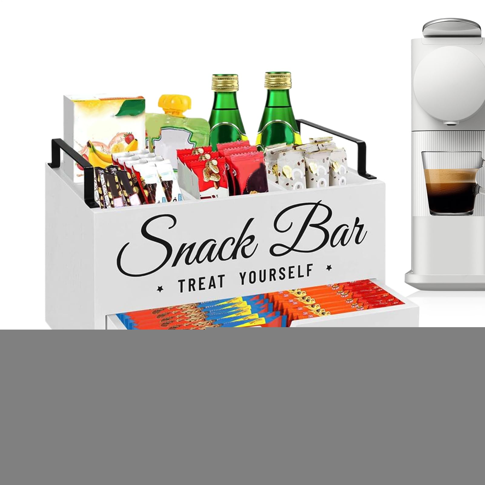 Kaffee Gewürz Organizer Organizer Für Kaffeezubehör Für Die Theke | Edelholz Aufbewahrung Mit Schublade Für Tassen Rührstäbchen Pads Zucker Tee Zubehör