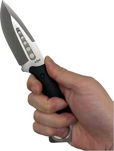 Miniatura 6 de S-TEC Cuchillo táctico de espiga completa de 9 pulgadas con funda giratoria ABS - GEN 2 - (plata brillante)