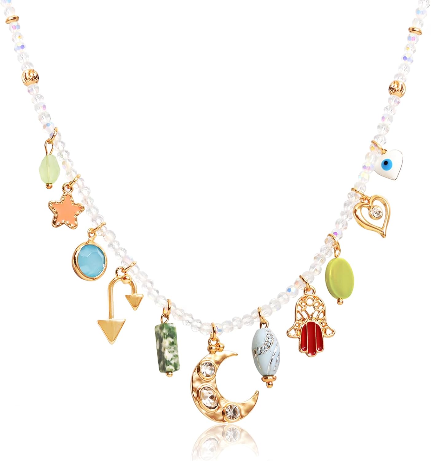 Sun Heart Necklace for Women 18K Gold Plated Heart Pendant Necklace Chunky Chain Choker Necklaces Hip Hop Charm Necklaces Trendy Unisex Jewelry