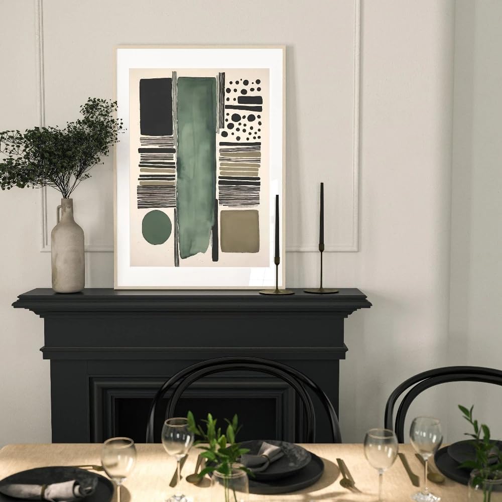 LTjiajuypd Stampe astratte neutre verdi, arte moderna con pennellate, poster su tela per la decorazione di casa e soggiorno (60x90 cm - 3 pezzi)