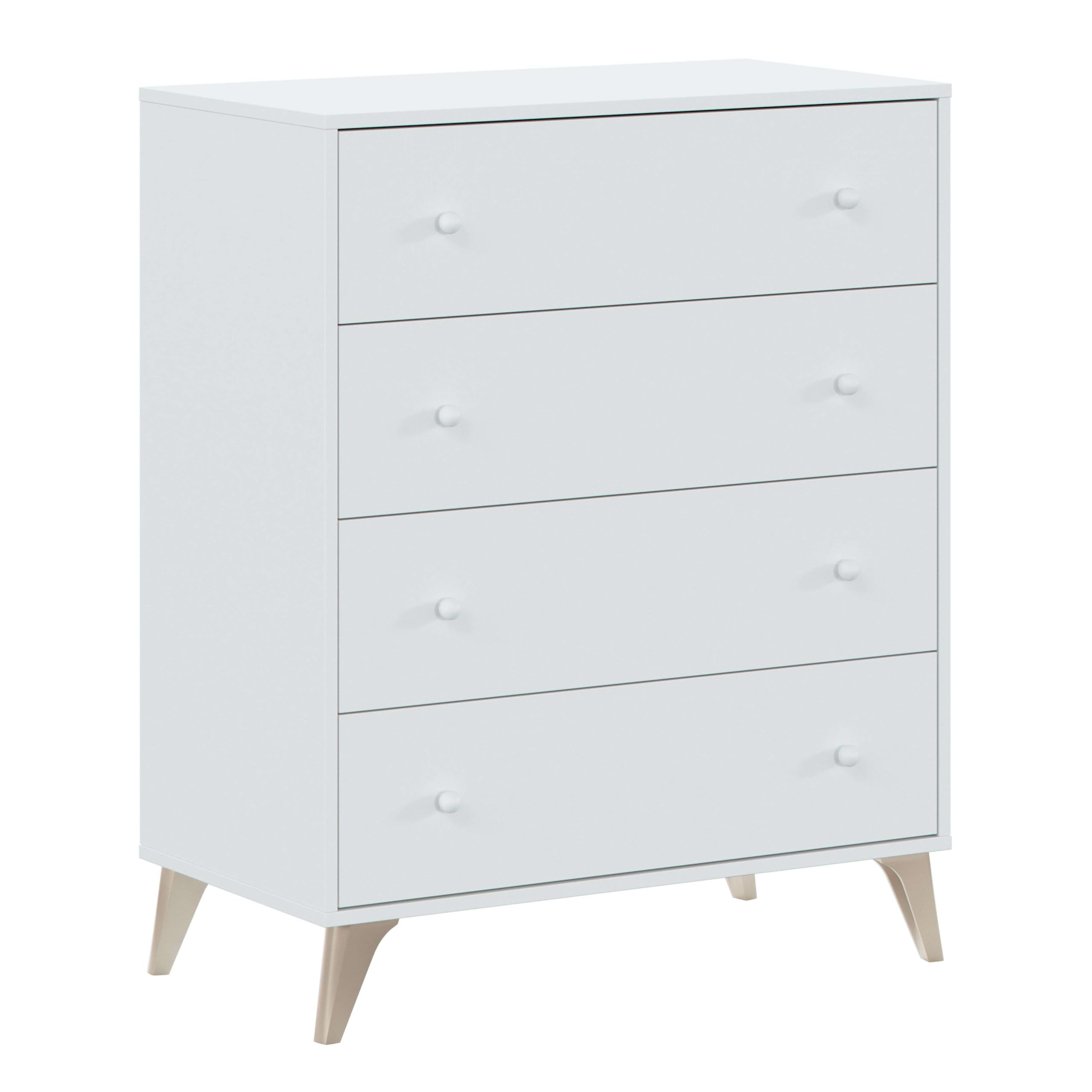 Miroytengo Conjunto Muebles Dormitorio Habitación Estilo Nórdico Blanco 150 cm (cabecero + 2 Mesitas + Cama + Cómoda)