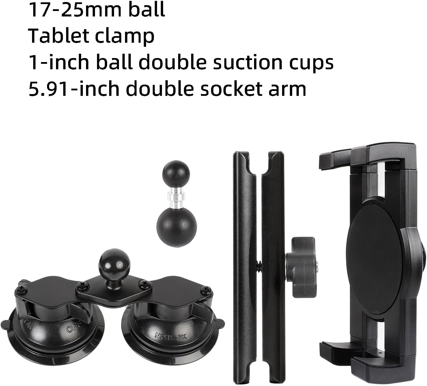 Dual Suction Cup Tablet Holder Mount for Personal Airplane/Boat/Car/Truck Windshield, Pilots iPad Holder Fits iPad Pro Air and Other 4.7-13" Tablets