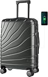VANKEAN Transportez vos bagages avec les roues Spinner & TSA Verrouillage, transport aérien à coque rigide extensible et modulable approuvé, 20 pouces de charge, jaune