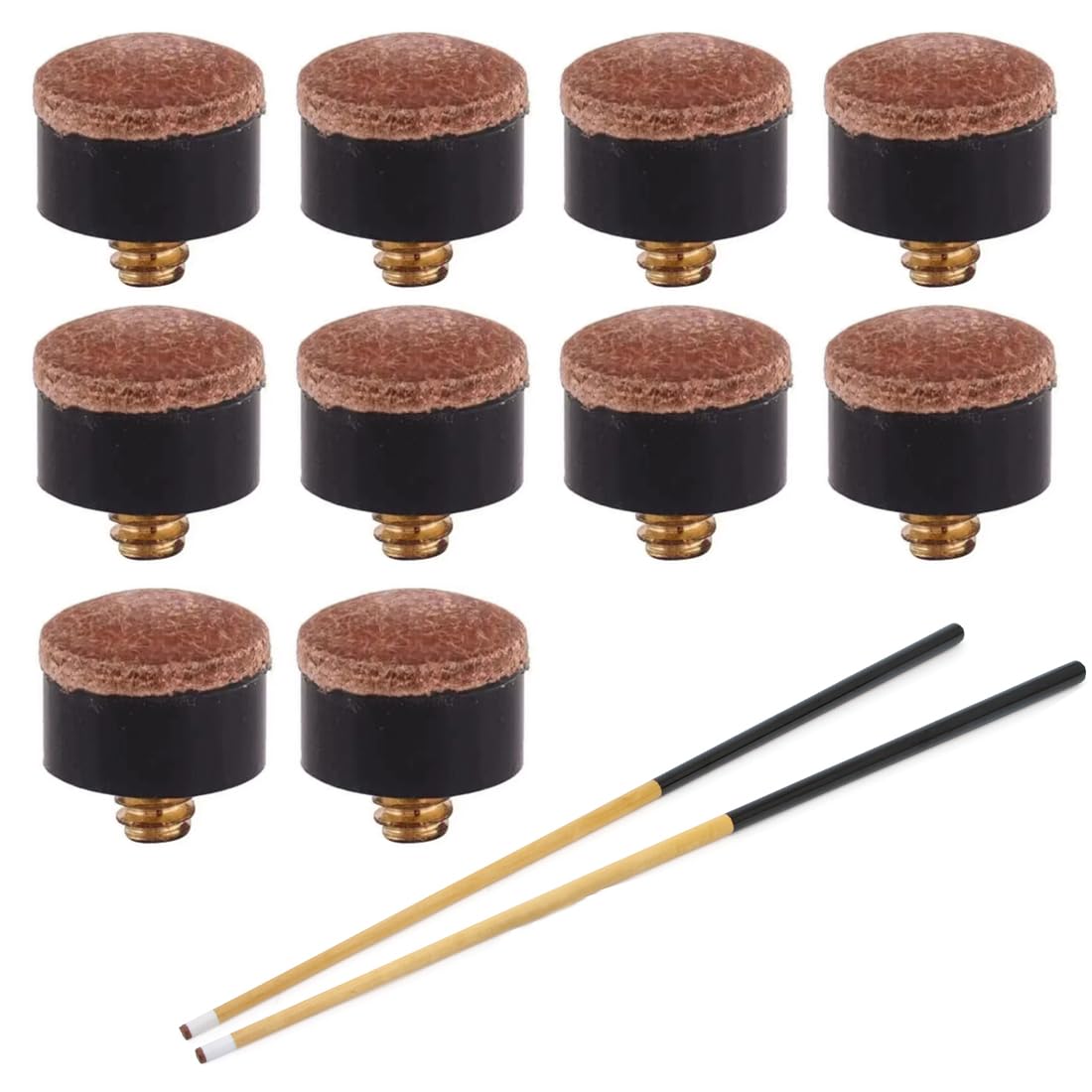10 Piezas Kit de Repuestos para Cola de Billar,Consejos de Repuesto para Pool,Accesorios para Snooker Pool,schraubbare Leder Spitzen,Plastikbox,klebefrei,schnelle Reparatur (13mm)