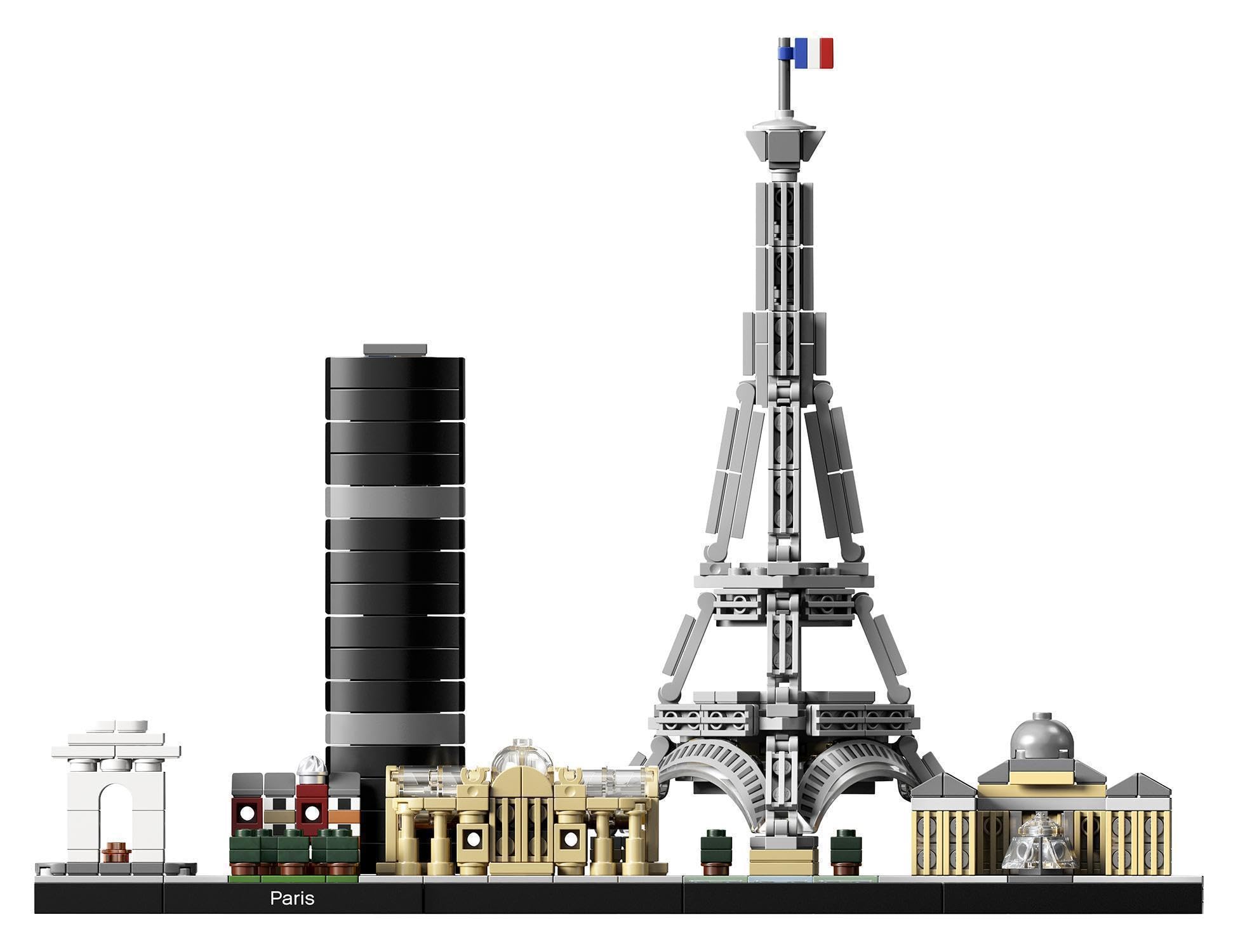 LEGO Architecture — Paryż, Panorama Miasta do Zbudowania, w tym: Wieża Eiffla, Łuk Triumfalny i Luwr, Dekoracje do Domu i Ozdoba do Biura, Pomysł na Kreatywny Prezent, 21044