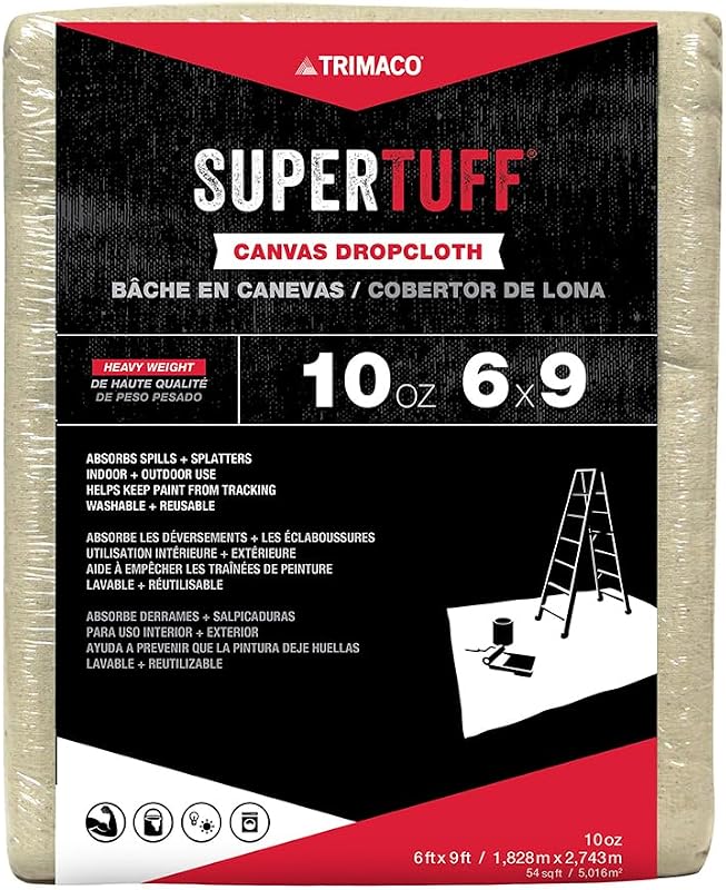 Trimaco 51129 SuperTuff Drop Cloth, 6-feet x 9-feet, Tan, 54 Sq Ft