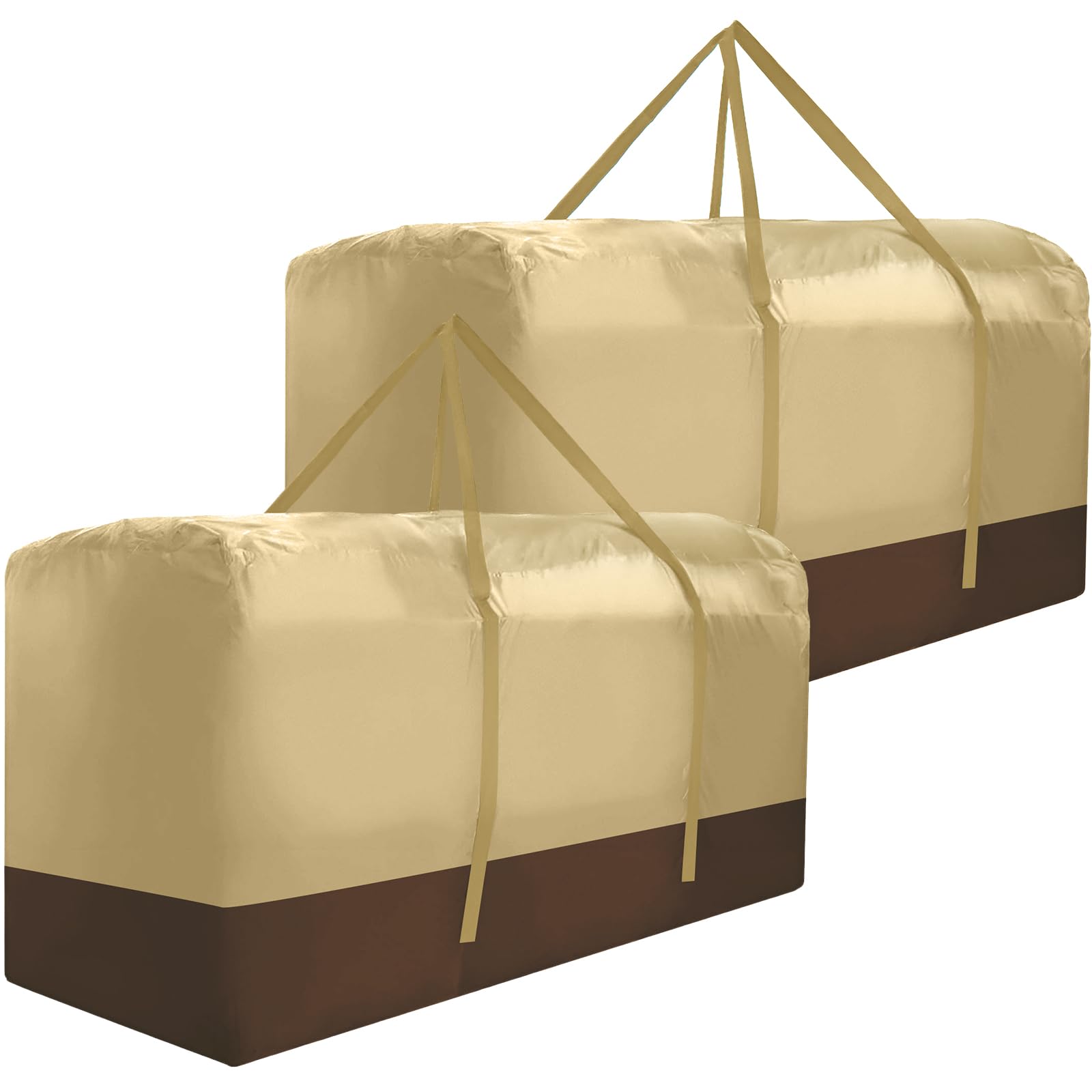 Borsa portaoggetti per cuscini da esterno, extra large, in tessuto Oxford 420D, impermeabile, antipolvere, per esterni, con cerniera, colore beige, confezione da 2
