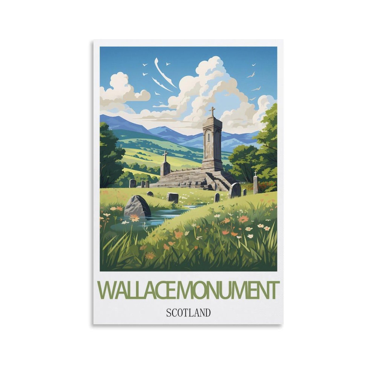 Vintage Metal Tin Wall Sign Wallac Monument Scotlands Art Plaque Poster Wall Decor for Home Tool Room Bar Club Restaurant Cafe 15x30cm