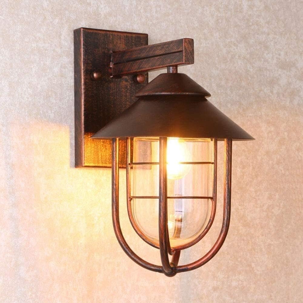 Bracket Light Metal Bracket Lighting Bracket Light Vintage E27 Outdoor Wall Lamps Metal,Black Metal and Real Glass Shade Bracket Lighting,Waterproof Ip44 Garden Lamp Balcony Hallway Entrance GAZ