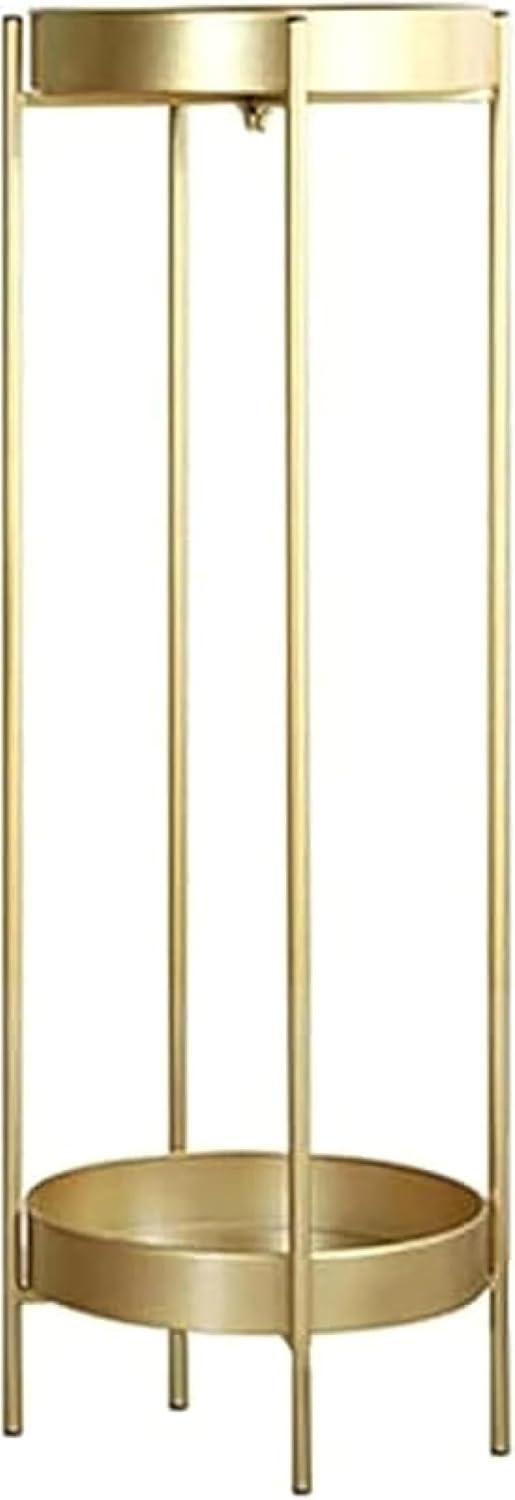 KOKUMON 鉄製 2 段式植物スタンド - 折りたたみ可能で屋内・屋外兼用のヨーロピアンデザイン植木鉢置き台