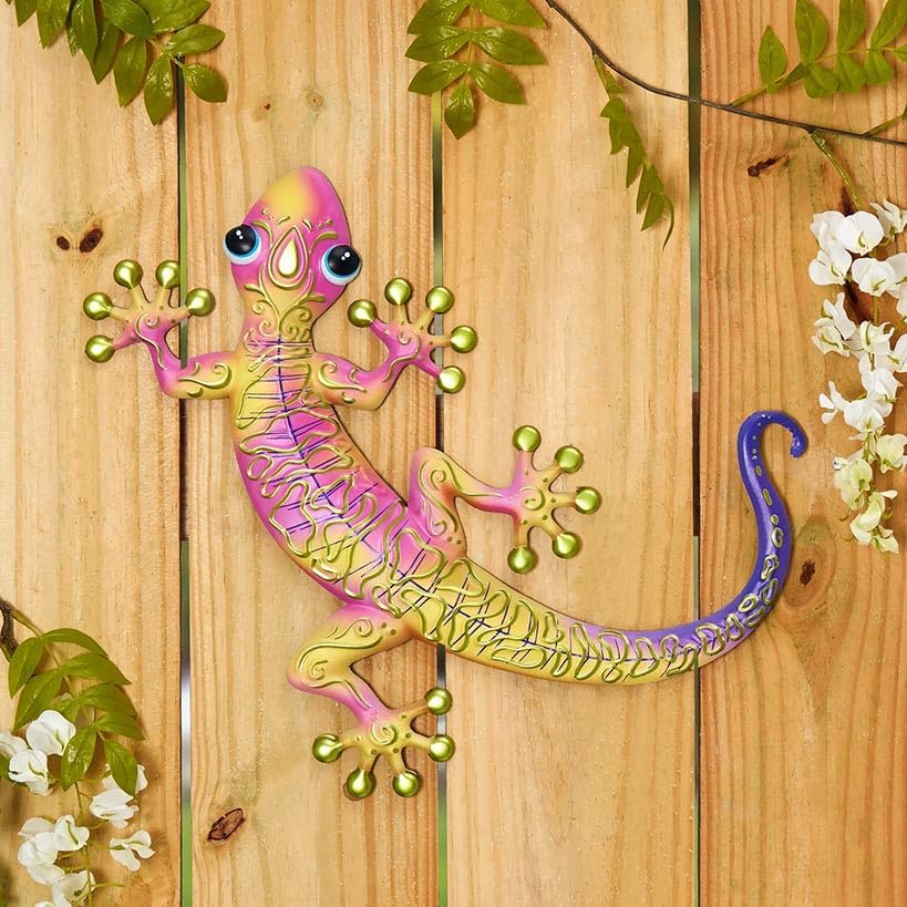 Metal Gecko Wall Decor - Green