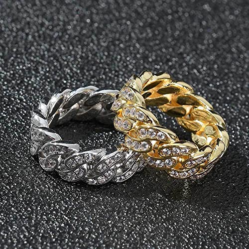 14K Gold 8mm Single Row Moissanite Cuban Ring, Classic Elegance Meets Modern Fashion, Men's Stylish Accessory3