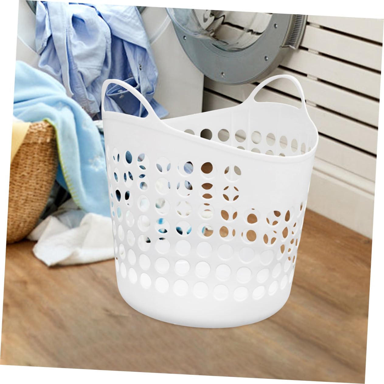 Cesto Portabiancheria Portatile 40l in Plastica Riutilizzabile Design Traforato Per Bagno e Camera, Capiente e Leggero Per La Raccolta Indumenti Sporchi