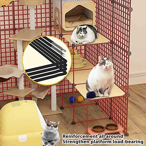 Cage d'intérieur pour chats modulable en fil de fer grand espace d'exercice