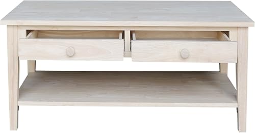 Miniatura 6 de IC International Concepts, Spencer - Mesa de café, madera maciza, madera de parawood real, 48 pulgadas de ancho x 24 pulgadas de profundidad x 19