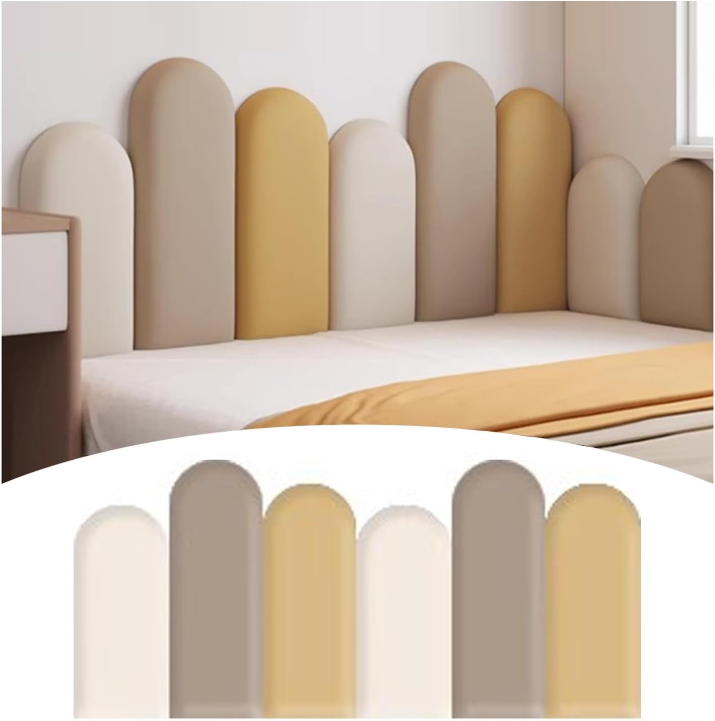 Kids Anti-Collision Wall Padding - 3D Self-Adhesive Fabric Stickers, Padded Wall Panels for Nursery & Bedroom Decor, Multi-Colored (120x55cm) - Safe & Stylish