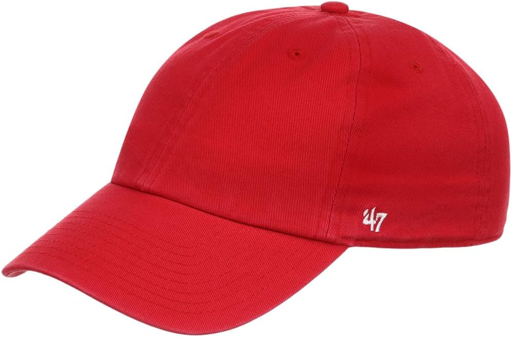 47 Blank Classic Clean Up Cap, Adjustable Plain Baseball Hat for Men and Women โ Red