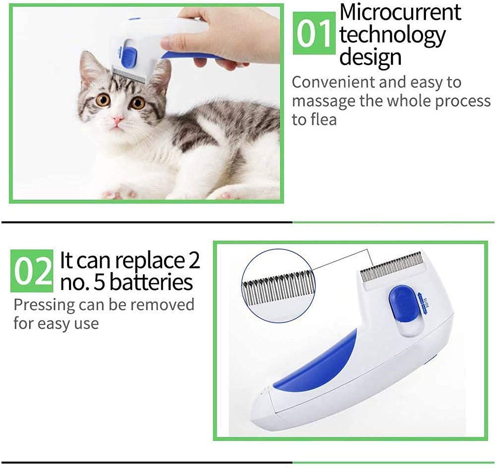 Sage Square Portable Electric Flea Comb for Dog, Puppy, Cat, Kitten || Pet Comb for Removing Lice, Ticks and Flea 3