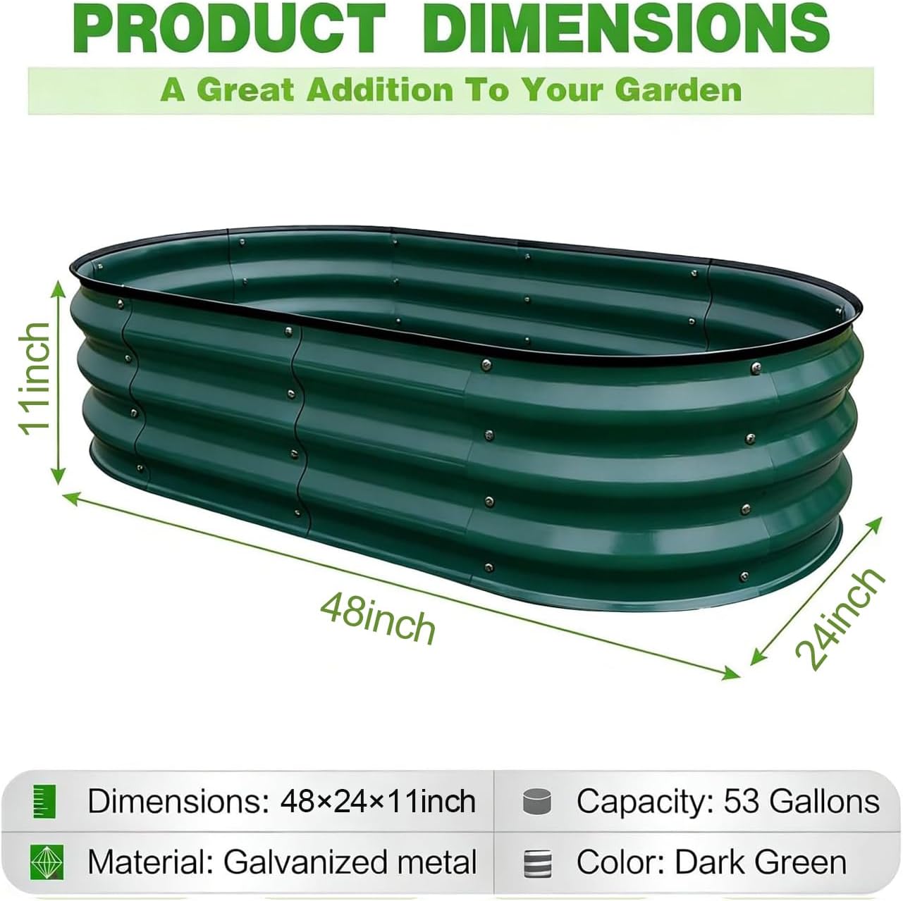 GrowHaus 2 Pack 4x2x0.9FT Galvanized Raised Garden Bed, Planter Boxes Outdoor Metal Garden Beds for Planting Vegetables Flowers Herbs