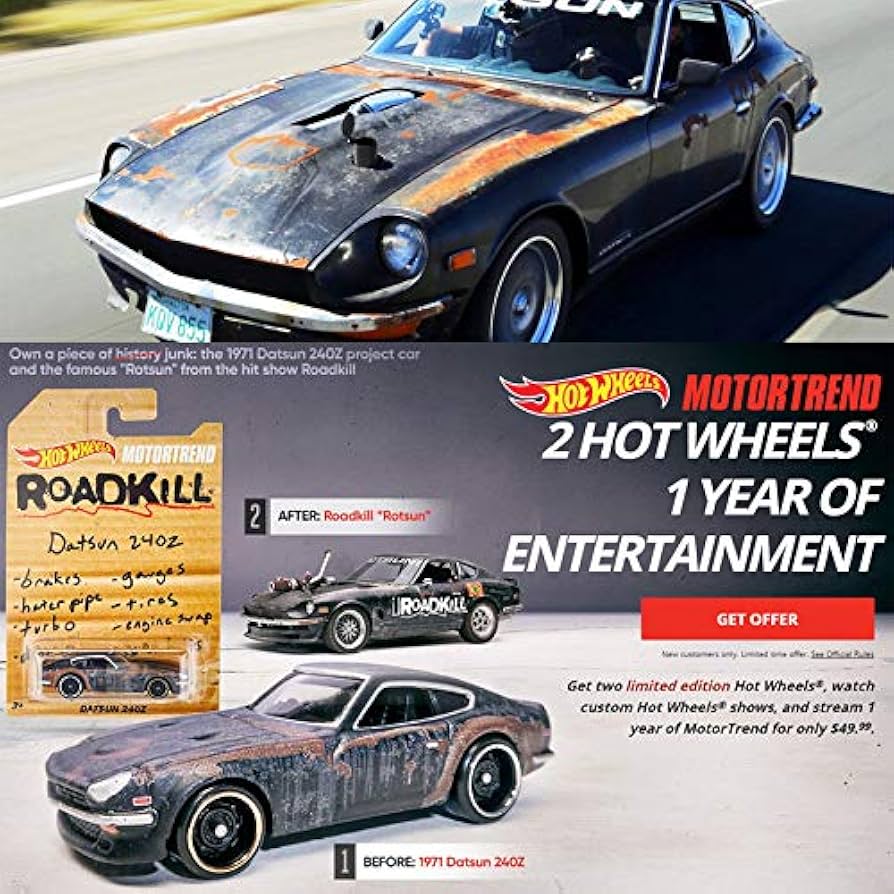 ホットウィール モータートレンド - ロードキル　'71 ダットサン240Z Hot Wheels '71 Datsun 240Z (