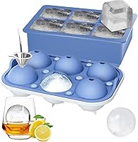 Vista 1 de ROTTAY Ice Cube Trays (Set of 2), Sphere Ice Ball Maker with Lid & Large Square Ice Cube Maker for Whiskey, Cocktails and Homemade, Keep Drinks