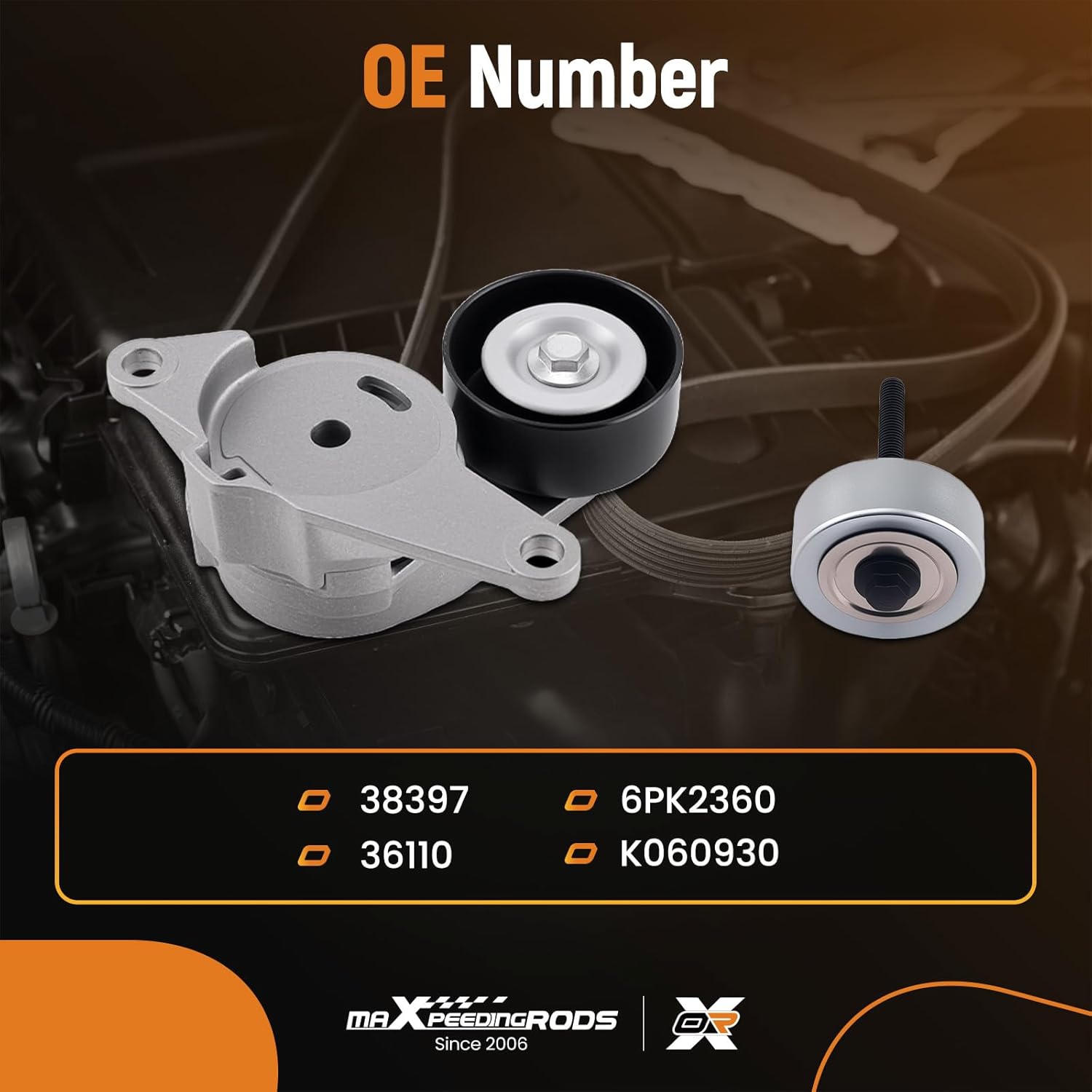 maXpeedingrods Drive Belt Tensioner Idler Pulley Serpentine Belt for Ram 1500 C/V Dodge Grand Caravan Charger Durango Chrysler 200 300 Town & Country Journey 39282 (12610680 GMC Acadia 2013-2016)