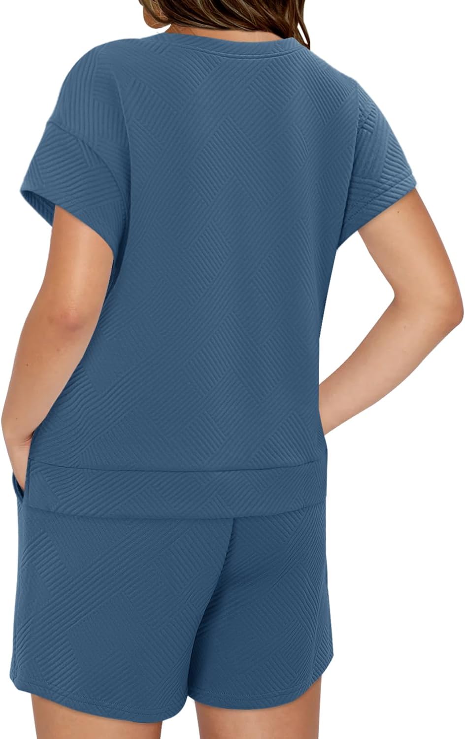 KISSMODA Two Piece Sets for Women Sweatsuit Casual Tracksuits Short Sleeve Crewneck Tops and Shorts 2025 Lounge Outfits - Image 4