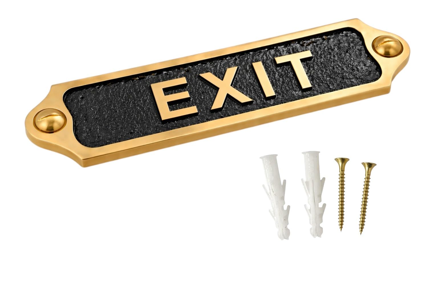 Enhanced Vintage Brass Metal EXIT Door Sign Plaque | Antique Wall Mounted Name Plate with Screws | 21.5 × 4.5 cm| EXIT — image 1