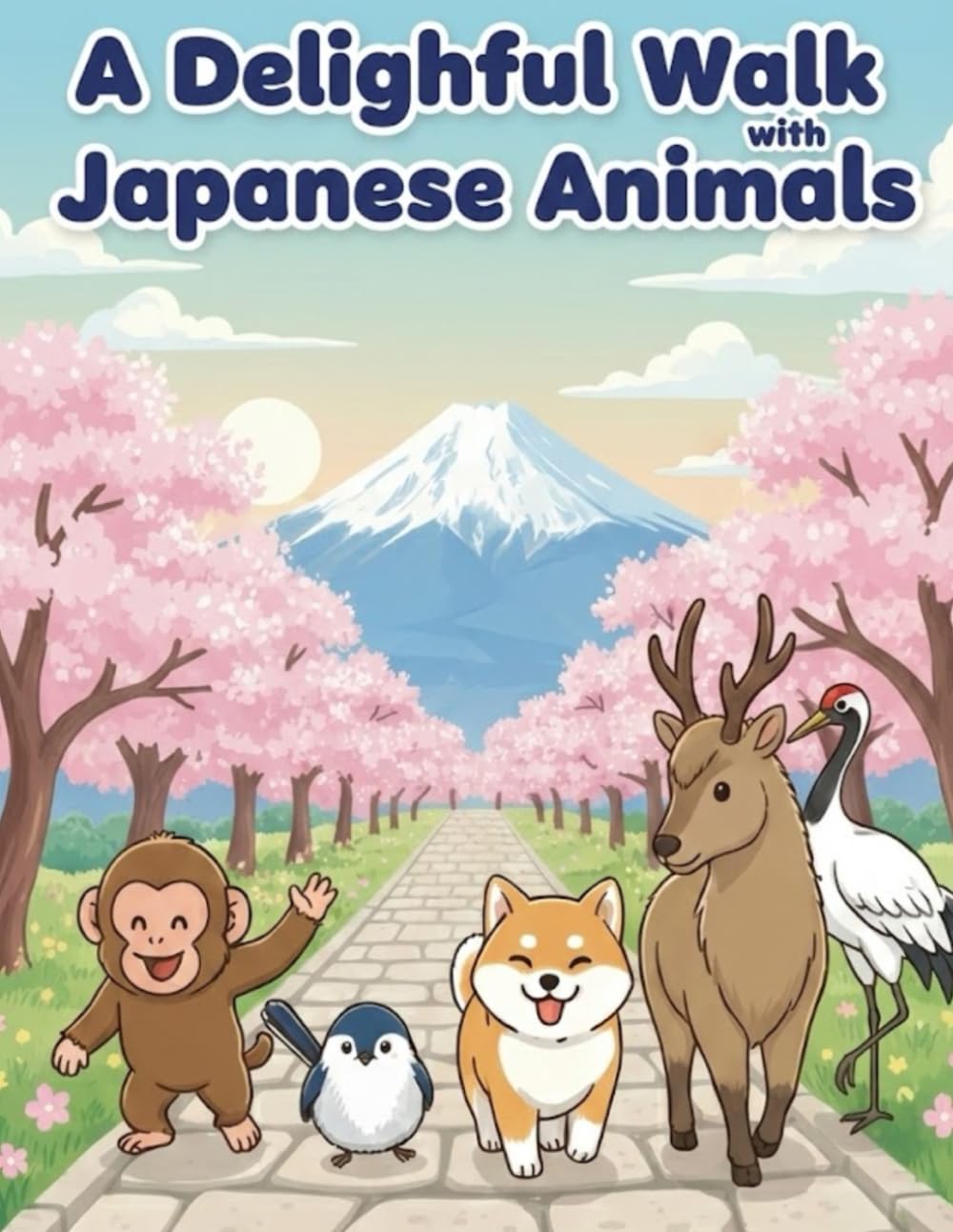 A Delightful Walk with Japanese Animals: Bold & Easy Designs for Kids (Waku-Waku World Animal Adventures: Bold & Easy Coloring Series)